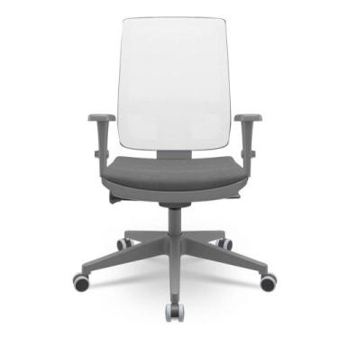 Imagem de Cadeira Brizza Diretor Grafite Tela Branca Assento Poliester Cinza Aut