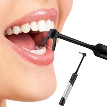 Imagem de Fio Dental Elétrico Portátil, Vibração para Limpeza Profunda, Preto e Prata