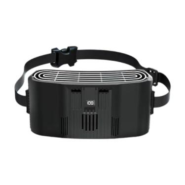 Imagem de KiBcsLic Ventilador de cintura, ventilador de cinto, refrigerador portátil, dispositivo de resfriamento multiuso para viagens, esportes ao ar livre, Padrão Preto