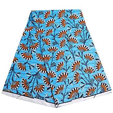 Imagem de Cera Verdadeira Africana Tecido Africano Ankara Moda Garantida Cera Holandesa Real Tecido Africano Cera Batik Para Mulheres Cera Africana, Water Blue, 3yards