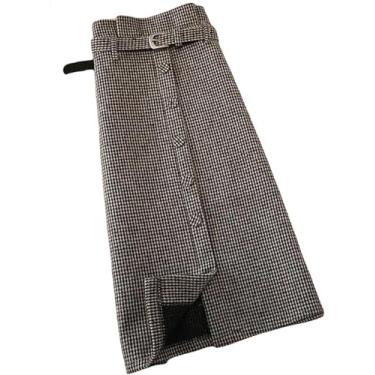 Imagem de Saias Femininas Tweed Midi Saias Para Mulheres Outono Inverno Zíper Cintura Alta Saia Fina Simples All-match, Brown, M