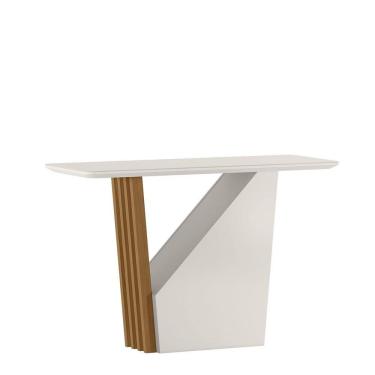 Imagem de Aparador de Sala com 120 x 45 de MDF e Tampo com Vidro 3mm Luna - Ype/Off White- EdeCasaMoveis