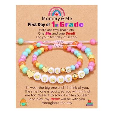 Imagem de UNGENT THEM Pulseira First Day of School Mom and Daughter Back to School Bracelet Mommy and Me, Mother Daughter Pulseiras de volta às aulas Presentes para filha e meninas, Nylon, Sem pedras preciosas