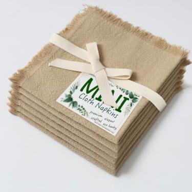 Imagem de Urby Guardanapos De Algodão Reutilizáveis Eco Hanky 25X25 Cm (Franja Rústica). Pano Pequenos. Ideal Para Crianças Usarem Em Almoços, Jantares E Ocasiões Como Casamentos, Aniversários Coquetéis. (Bei