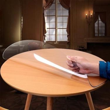 Imagem de Toalha de mesa redonda de vidro macio à prova d'água em PVC, à prova de óleo, com isolamento térmico e anti-lavagem, com 30 cm de espessura, sem gosto, transparente, 0,5 mm, diâmetro 135 cm
