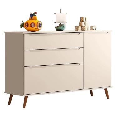 Imagem de Cômoda Infantil Retrô Melinda 1 Porta e 3 Gavetas - Phoenix Baby