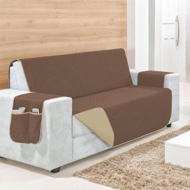 Imagem de Capa Protetor De Sofá Impermeável 2 Lugares Flor Dupla Face Com Porta 