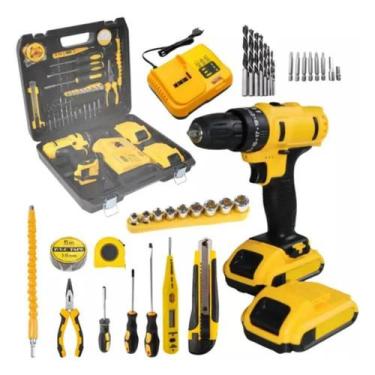 Imagem de Kit Ferramentas Com Parafusadeira 2 Baterias 25V E Maleta Com Vários a