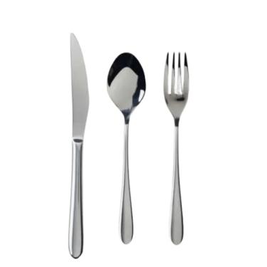 Imagem de Conjunto de Talheres em Aço Inox, 18 Peças, Garfo, Faca e Colher, Ideal para Buffet e Restaurante