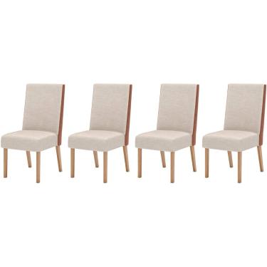 Imagem de Cadeira Sala de Jantar Anne Kit 4 Un Nature/Courano/Linho - Henn