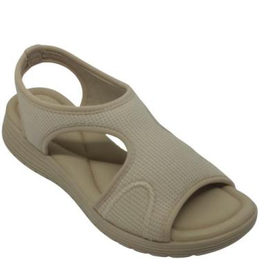 Imagem de Sandália Comfortflex Feminina Lycra Paris com Malha, Almond, 36