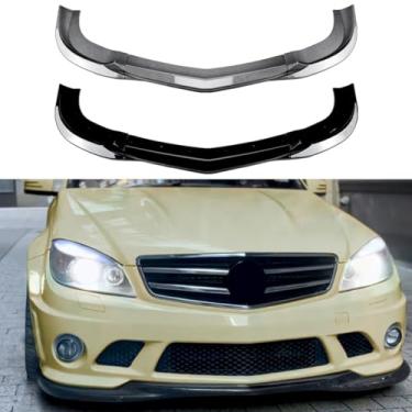 Imagem de Difusor de para-choque dianteiro protetor de spoiler de para-choque dianteiro acessórios de carro compatíveis com C-Class C63 W204 2007-2010 Kit de carroceria (preto brilhante)