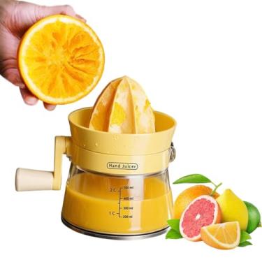 Imagem de Espremedor de frutas cítricas manual com manivela rotativa – Prensa manual limão laranja limão, alça ergonômica e bico medido para espremer sem esforço, extração máxima, cozinha