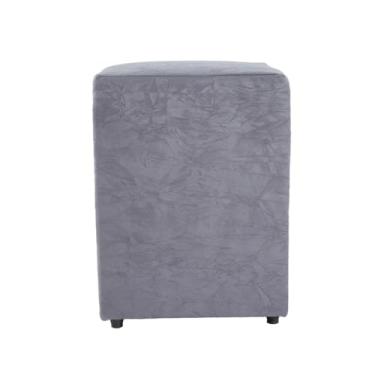 Imagem de Puff Decorativo Cubo Grande, 45x34x34cm, Estrutura em Madeira, Revestimento em Suede, para Sala, Quarto, Escritório (Cinza, Grande)
