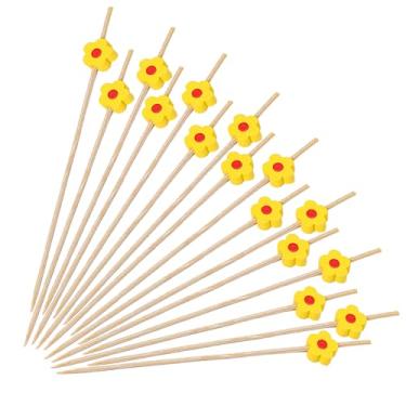 Imagem de Espetos de bambu descartáveis Little Flower Aperitivo, coquetel de palitos de frutas, sanduíche, sobremesa, palitos longos para festa de aniversário, decoração de comida, palitos de coquetéis, bebidas