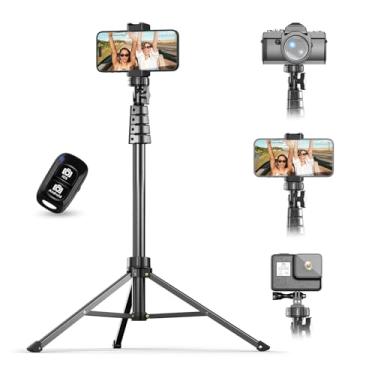 Imagem de UBeesize Tripé de telefone de 62 polegadas e bastão de selfie, suporte de tripé de câmera com controle remoto sem fio e suporte de telefone, compatível com iPhone Android, perfeito para