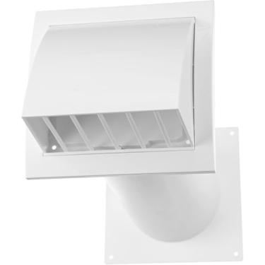 Imagem de Vent Systems Kit de ventilação de parede ajustável de plástico de 10 cm - Kit de ventilação para secadora - Tubo de ventilação com tampa de ventilação do exaustor e conector de duto - Amortecedor de
