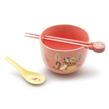 Imagem de Culture Fly Conjunto de tigelas de ramen do Ursinho Pooh, tigela rosa com pauzinhos e colher, design de desenho animado (Winnie Pink)