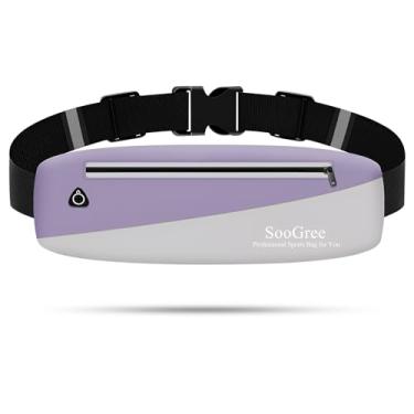 Imagem de SooGree Pochetes finas para mulheres e homens, pochete à prova d'água com tira refletiva ajustável, cinto de corrida para esportes, treino, ciclismo, caminhada, carteira casual com as mãos livres
