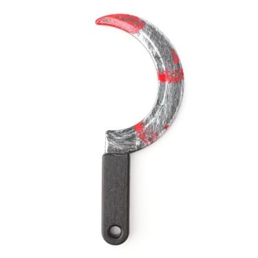 Imagem de Grim Reaper Scythe Prop, Halloween Weapons for Costume Party, Bloody Knife Fake Weapons, Plastic Sickle Halloween Decorations, Kids Party Horror Accessories, 1 Pack