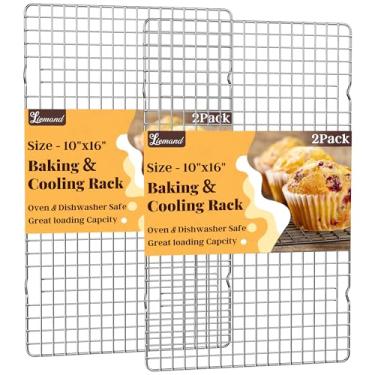 Imagem de Prateleiras de resfriamento para cozinhar e assar – 2 peças de 25,4 x 40,6 cm grade de arame para cozinhar no forno, assar, grelhar e assar – Prateleira de bacon segura para lava-louças - Cabe em