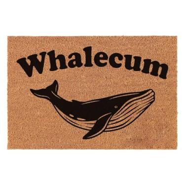 Imagem de XLQHYH Tapete engraçado Welcome para decoração de varanda e pátio para o caminho de entrada, tapete personalizado ao ar livre com capacho de coco resistente antiderrapante para uso externo 60 x 40 cm