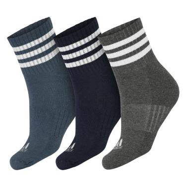 Imagem de Meias Adidas Cushioned Sportswear 38 Ao 40 - Pack com 3 Pares - Azul Cinza e Marinho