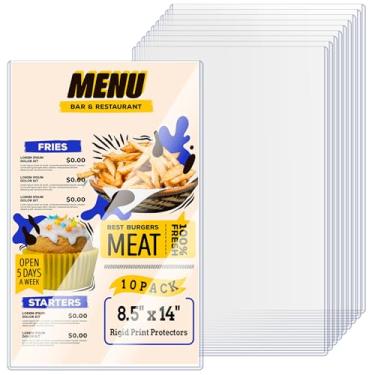 Imagem de AKONEGE 10 peças de protetores de impressão rígidos de 21,6 cm x 35,5 cm, protetores de folha de plástico rígido para papel legal, capa de menu de carregamento superior, capas de plástico transparente