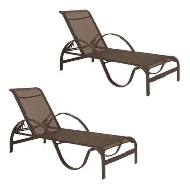 Imagem de Kit 2 Espreguiçadeiras De Piscina em Alumínio e Tela Sling Modelo Ondu
