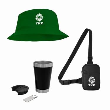 Imagem de Kit Chapéu Bucket + Copo Inox com Tampa + Shoulder Bag (Verde)