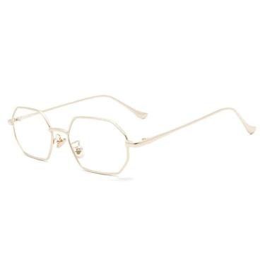 Imagem de Óculos de sol pequenos de metal hexagonal, masculinos e femininos, estilosos, retrô, poligonais, óculos de sol da moda, UV400, dourados e transparentes, BH01