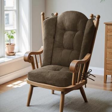 Imagem de Almofada para cadeira de balanço Wingback - Almofadas grandes de cadeira Adirondack Tufado, Esponja de Alta Densidade, Almofadas de balanço de chenille confortáveis com laços, conjuntos de 2 peças