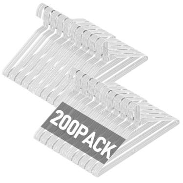 Imagem de SPECILITE Cabides de metal de arame a granel, pacote com 200 para ternos, casacos, camisas, calças, saias, economia de espaço, antiderrapante, 40,6 cm, calibre 12, ultrafino, branco