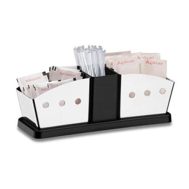 Imagem de Suporte Porta Saches Inox Cafe Adocante Açucar Restaurante - Livon