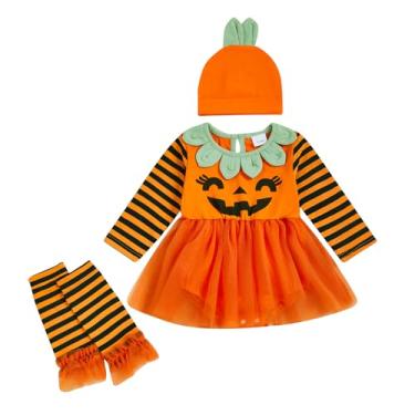 Imagem de Doisbetthsay Macacão My First Halloween Baby Girl Onesie Halloween de manga comprida macacão infantil recém-nascido (laranja B, 3-6 meses)