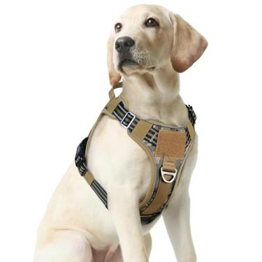 Imagem de rabbitgoo Peitoral para Cães de Tamanho Médio, Sem Puxão, Colete Tático com Molle e Alça de Controle, Peitoral Militar Ajustável e Reflexivo para Fácil Caminhada e Treinamento