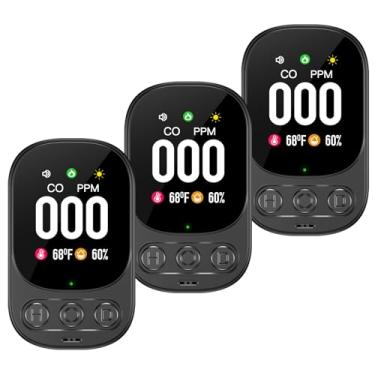 Imagem de Lunarlipes Detectores de monóxido de carbono conectados, detector de CO 3 em 1 com sensor de temperatura/zumbido, alarme portátil de monóxido de carbono para viagem com alarme de 85 dB, monitor de CO
