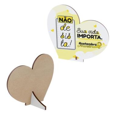 Imagem de Kit 20 Lembrancinhas MDF Coração Campanha Setembro Amarelo - Dk Decor,