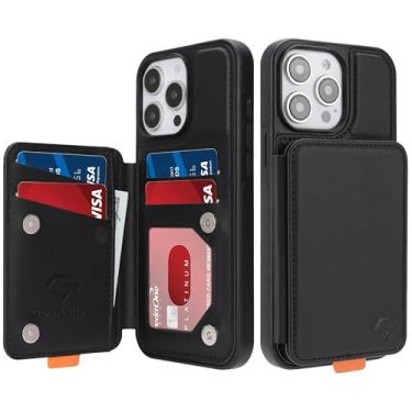 Imagem de GUERNICA Capa carteira para iPhone 13 Pro Max (6,7 polegadas) com suporte para cartão, bloqueio de RFID para mulheres e homens, capa de telefone à prova de choque para Apple 13 Pro Max, preta