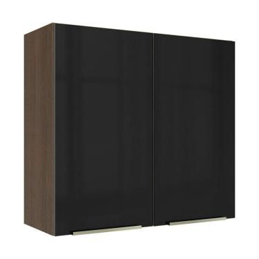 Imagem de Armário Aéreo 70 cm 2 Portas Rustic/Preto Lux Madesa