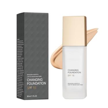 Imagem de Maquiagem de base mágica que muda de cor, base mágica que muda de cor com FPS 15, corretivo de base de maquiagem BB Cream uniforme, leve, hidrata para todas as peles (1 peça)
