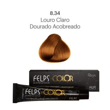 Imagem de Coloração Profissional Felps Color Louro Claro Dourado Acobreado 8.34 