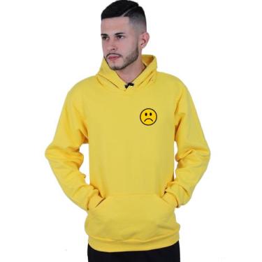 Imagem de Moletom Unissex Canguru Sad Smile Bad Tumblr - Lafre, Amarelo, GG
