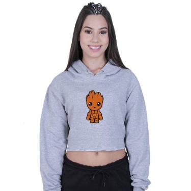 Imagem de Cropped Moletom Feminino Baby Groot Guardião - Lafre, Cinza, P