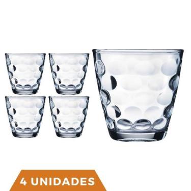 Imagem de Kit Com 4 Copos de Vidro Transparente 250ML Bangkok Redondo - WELLMIX,