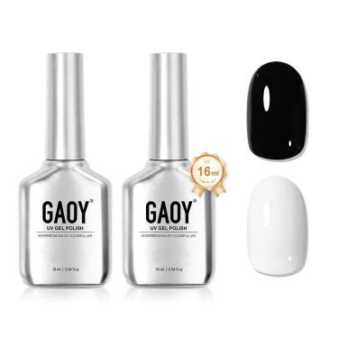 Imagem de Kit de esmaltes em gel GAOY preto e branco 16mL Soak Off UV