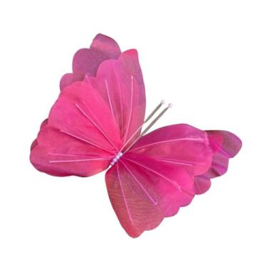 Imagem de oshhni Decoração de borboleta artificial, artigos para festas, decoração de parede de borboleta para sala de casamento, Rosa Vermelha