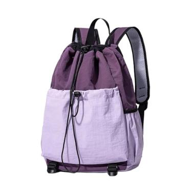 Imagem de KiBcsLic Mochila com cordão, bolsa grande para raquetes, para homens e mulheres, bolsa de tênis, mochila de tênis para squash, raquetes, bolas, acessórios, Rosa Roxo