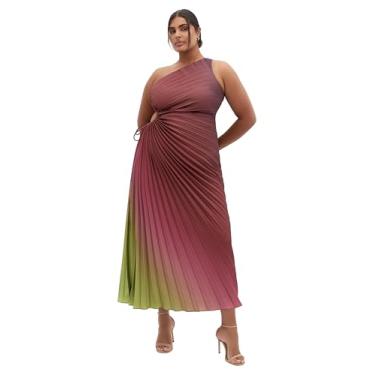 Imagem de City Chic Vestido feminino plus size - Aliza Print plissado maxi, Ombré Matcha, 25 Plus Size