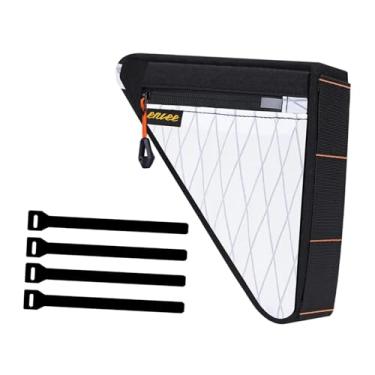 Imagem de Fenteer Bolsa para quadro de bicicleta Bolsa triangular para bicicleta Acessórios de armazenamento práticos com alças para tubo superior de para ciclismo, Branco